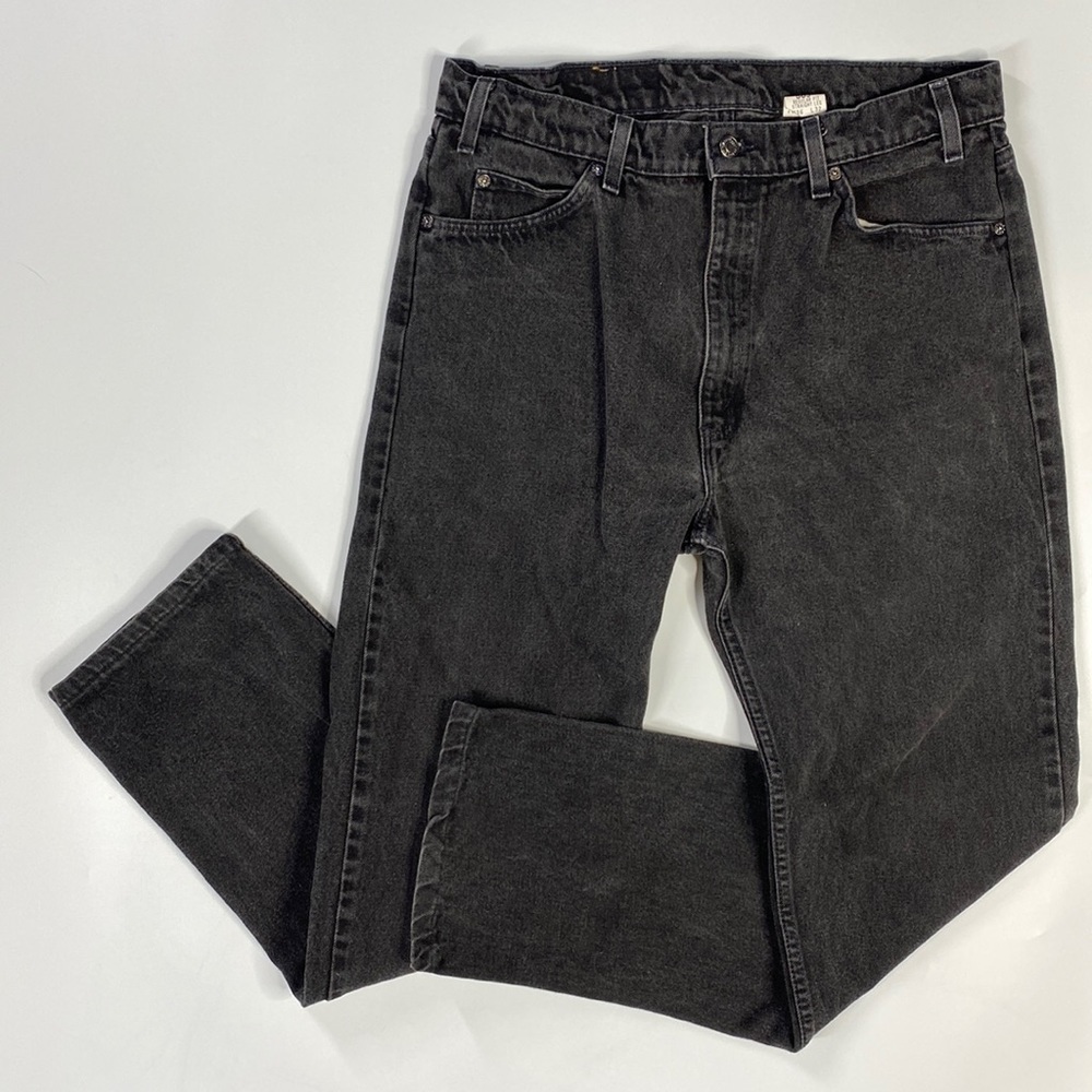 Vintage Levi's 505 Regular Fit Straight Leg Black Jeans Orange Tab 36x32